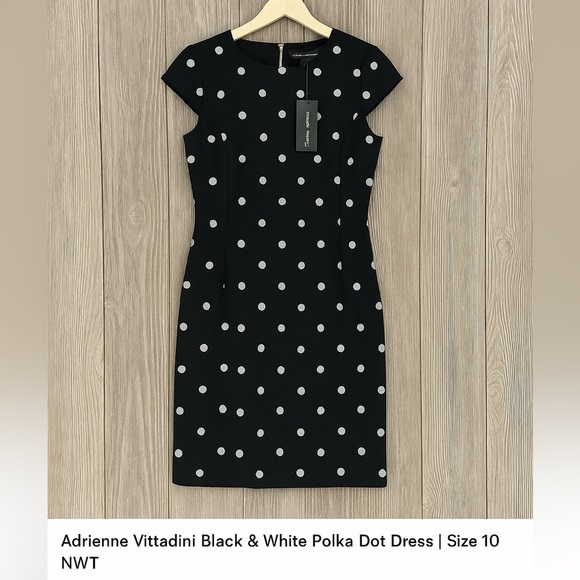 Adrienne Vittadini black and white polka dot dress Size 10. NWT - Picture 2 of 7